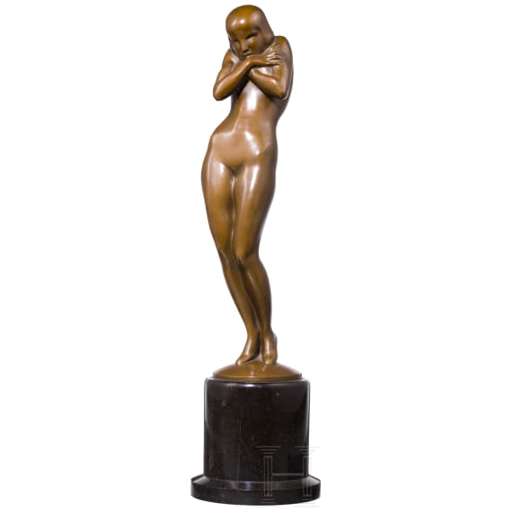 A bronze "Standing Female Nude", Wolfgang Schwartzkopff (Frankfurt am Main 1886 &ndash; 1943 Berlin), first half of the 20th century, bronze