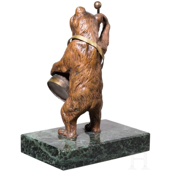 Drumming Bear in Bronze, late 19th to early 20th century
