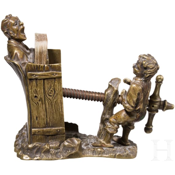 Figural Bronze Card Press, late 19th to early 20th century