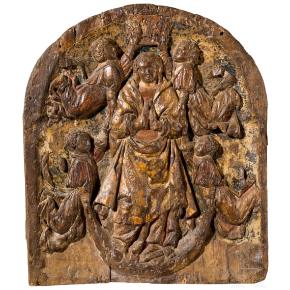 "Coronation of the Virgin", Anonymous (probably South German/Austrian), circa 1450&ndash;1480, painted and gilded carved wood