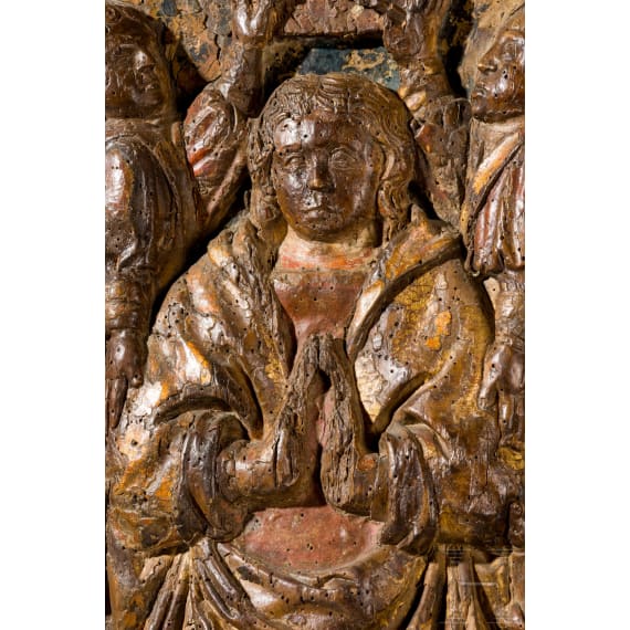 "Coronation of the Virgin", Anonymous (probably South German/Austrian), circa 1450&ndash;1480, painted and gilded carved wood