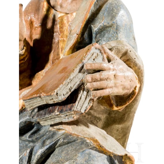 Two wooden Apostle figures with book, Anonymous, probably Southern German/Alpine region, late 17th to 18th century