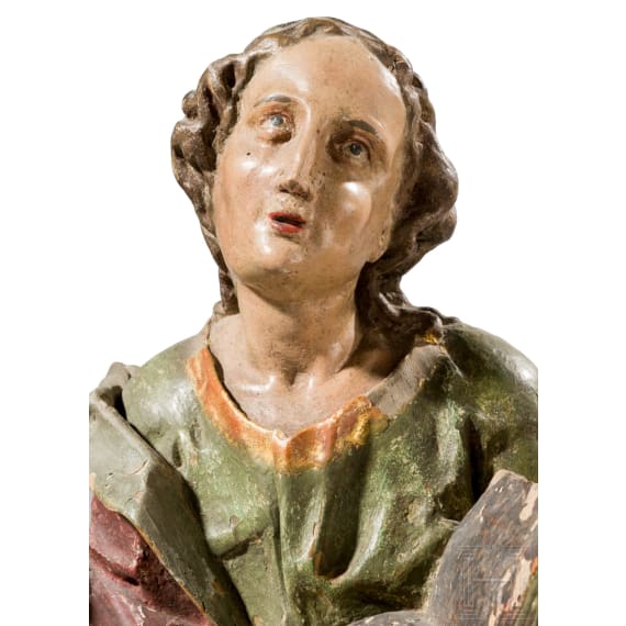 Two wooden Apostle figures with book, Anonymous, probably Southern German/Alpine region, late 17th to 18th century