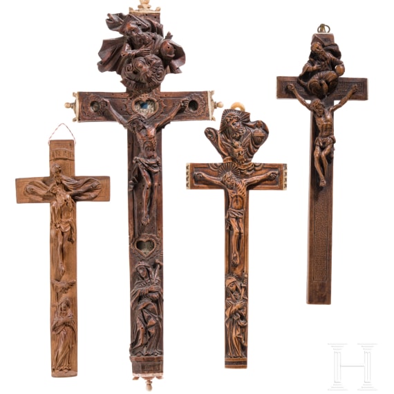 Four Reliquary Crosses, Germany, Oberammergau, 18th/19th century
