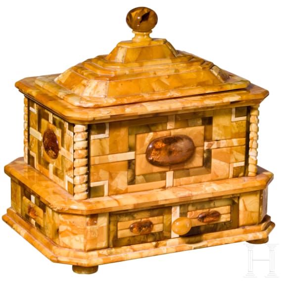 A large amber casket, K&ouml;nigsberg, circa 1900