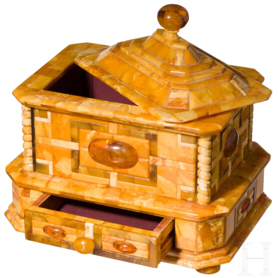 A large amber casket, K&ouml;nigsberg, circa 1900