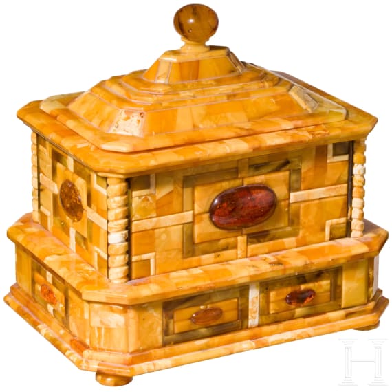 A large amber casket, K&ouml;nigsberg, circa 1900