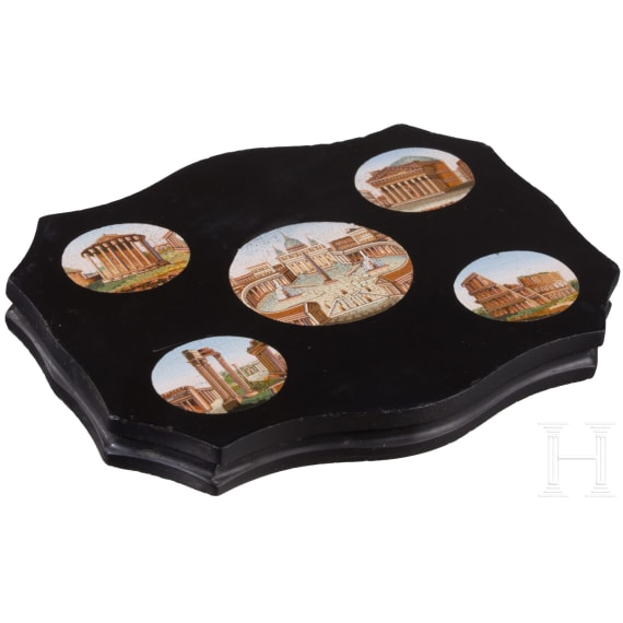 A Micromosaic paperweight showing the Piazza San Pietro, Rome, circa 1880