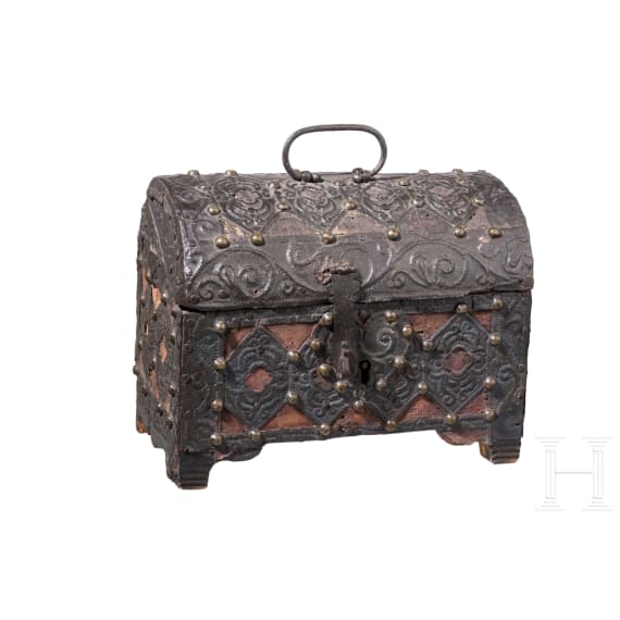 A Spanish or French iron-mounted casket, 16th century