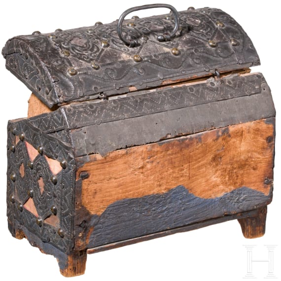 A Spanish or French iron-mounted casket, 16th century