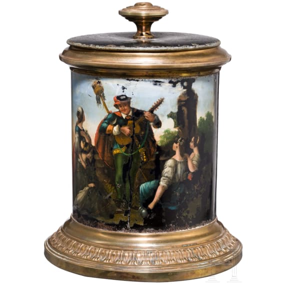 A German painted tobacco pot, mid 19th century