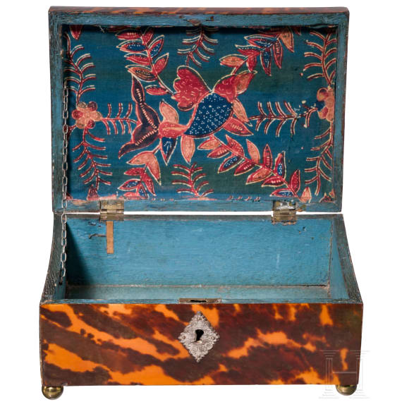 A wood and tortoiseshell casket, circa 1800