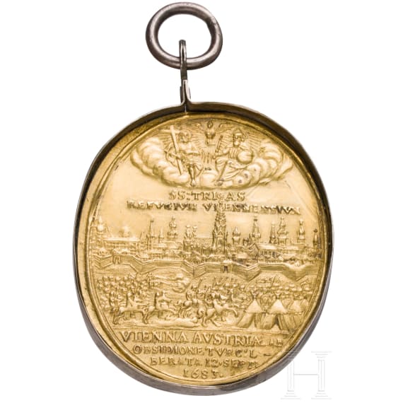 Gilt Bronze Pilgrimage Medal Commemorating the Relief of Vienna, Peter Seel (Salzburg), 1683