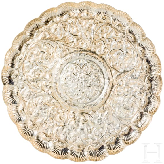 A large Portuguese silverboard dish, Porto, late 18th century