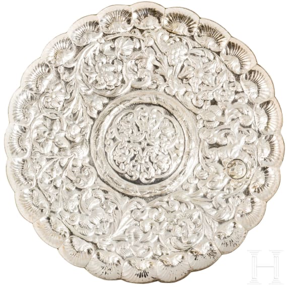 A large Portuguese silverboard dish, Porto, late 18th century