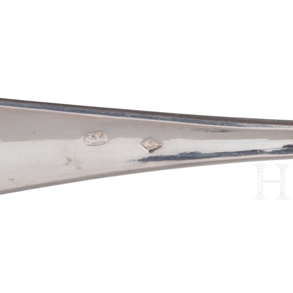 A silver travelling cutlery with case, Augsburg, Franz Carl Schmedding (Master 1838-1872), 1855 (one spoon Berlin, circa 1800)