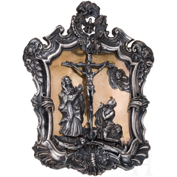 A silver and copper crucifixion group, probably Italian, 18th century