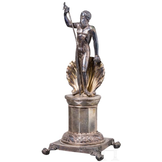 A silver Neptune figure, Portugal, Porto, circa 1800