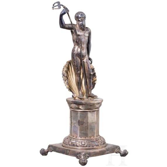 A silver Neptune figure, Portugal, Porto, circa 1800