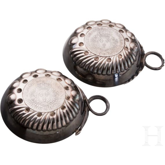 Two coin-inset silver wine-taster, France, Ernest Eschwege (worked until 1921)