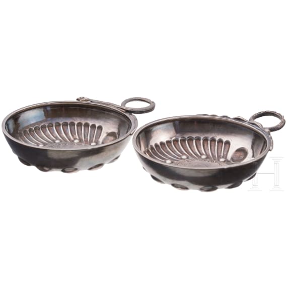 Two coin-inset silver wine-taster, France, Ernest Eschwege (worked until 1921)