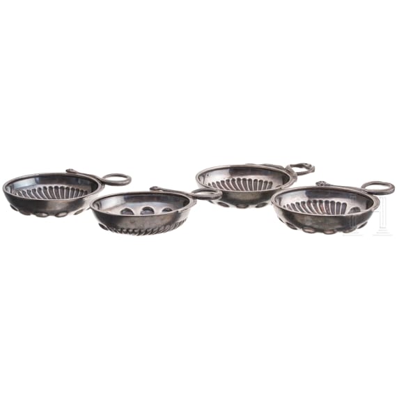 Four coin-inset silver wine-taster, France, Ernest Eschwege, circa 1900