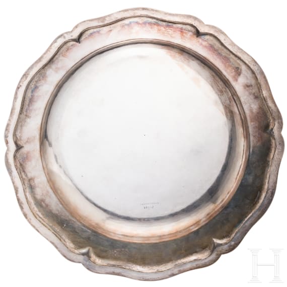 A silver serving plate with coat of arms, H. Meyen & Co. Berlin, circa 1900
