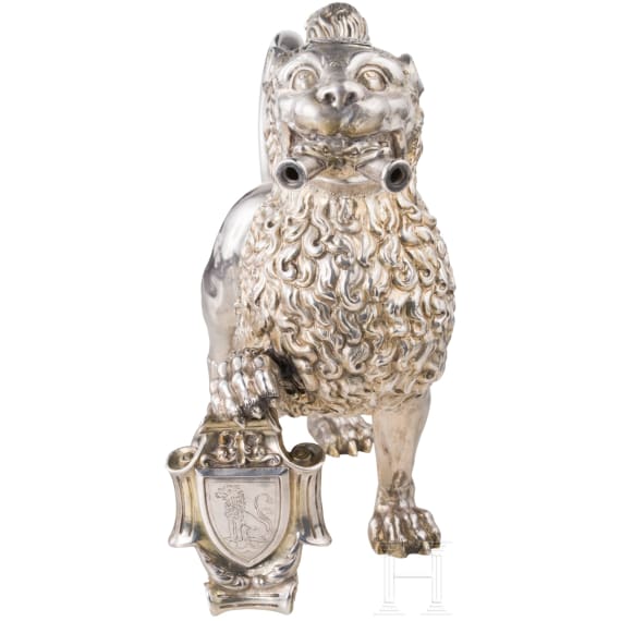 A partially gilt silver aquamanile, Hanau, late 19th century