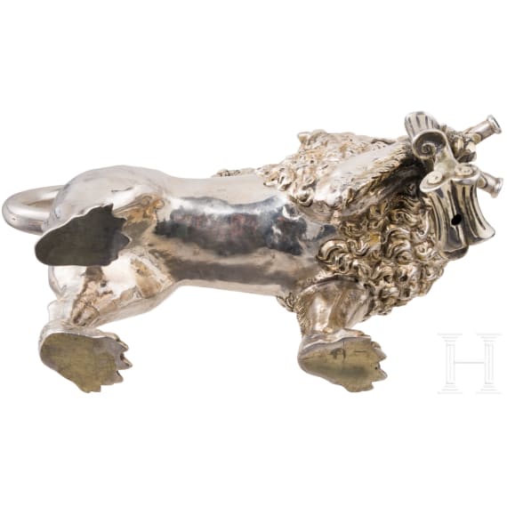 A partially gilt silver aquamanile, Hanau, late 19th century