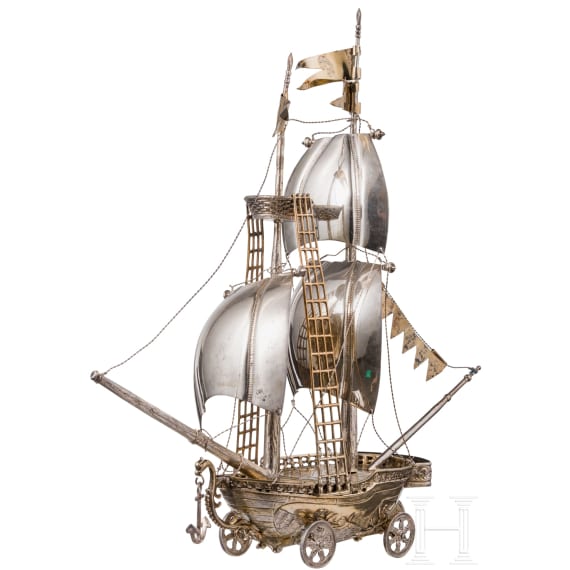 A gilt-silver ship, Belgium, after 1942