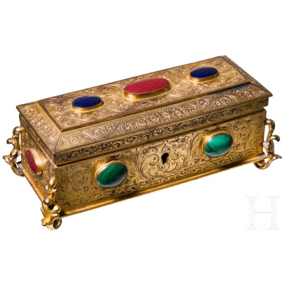 A brass casket, late 19th century