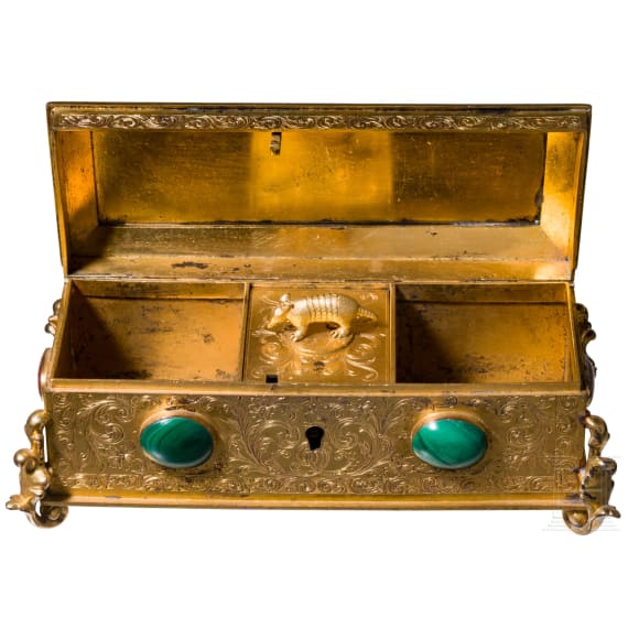 A brass casket, late 19th century