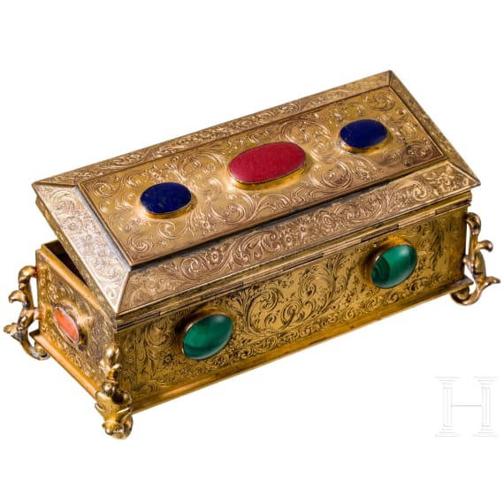 A brass casket, late 19th century