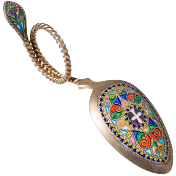 A silver-gilt plique-a-jour-spoon, German, circa 1900