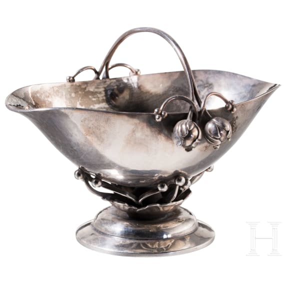 Kleine Henkelschale, D&auml;nemark, Georg Jensen, um 1917 (Entwurf), nach 1945 (Ausf&uuml;hrung)