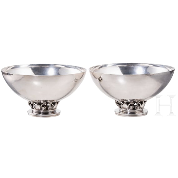 Paar gro&szlig;e Silberschalen, D&auml;nemark, Gundorph Albertus f&uuml;r Georg Jensen, 1930er Jahre