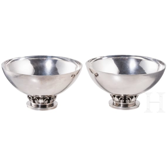 Paar gro&szlig;e Silberschalen, D&auml;nemark, Gundorph Albertus f&uuml;r Georg Jensen, 1930er Jahre