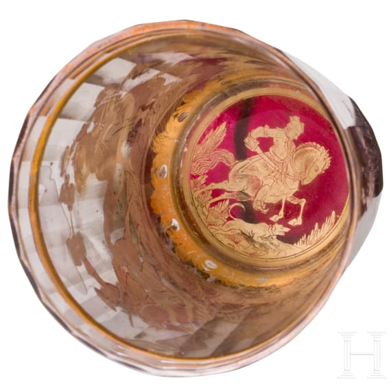 Zwischengoldbecher mit Jagdgefecht, B&ouml;hmen, 18. Jhdt.