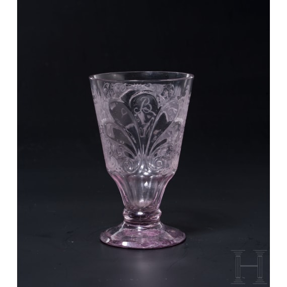 Jagdliches, kleines Schliffglas, Schlesien, um 1760/70