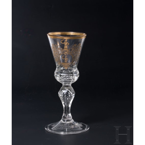 Glaspokal, Sachsen, Gl&uuml;cksburger H&uuml;tte, datiert 1754