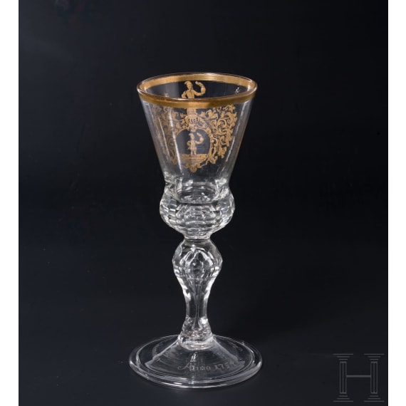 Glaspokal, Sachsen, Gl&uuml;cksburger H&uuml;tte, datiert 1754