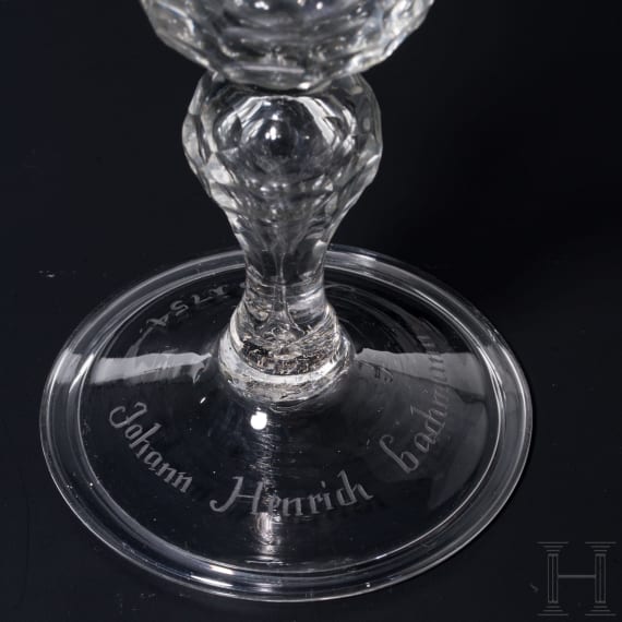 Glaspokal, Sachsen, Gl&uuml;cksburger H&uuml;tte, datiert 1754
