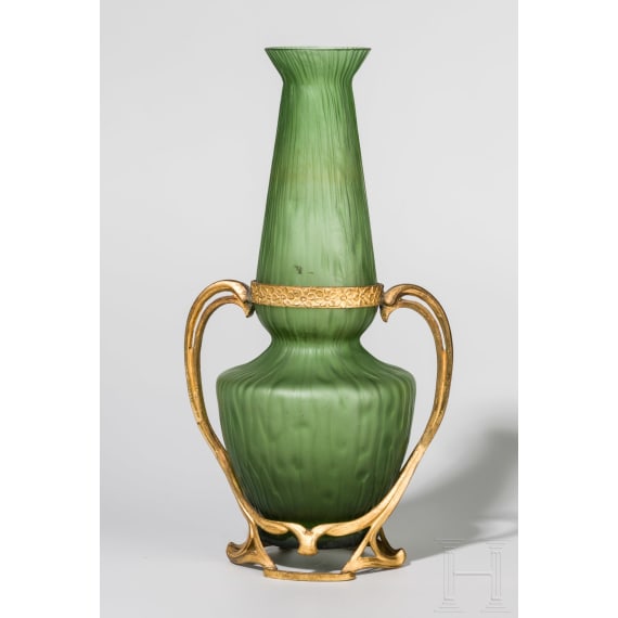 Vase mit Metallmontierung, Eleonorenhain, Wilhelm Kralik Sohn, um 1900