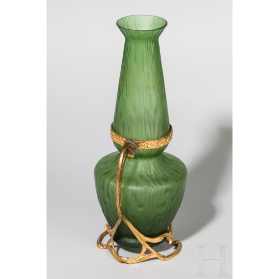 Vase mit Metallmontierung, Eleonorenhain, Wilhelm Kralik Sohn, um 1900