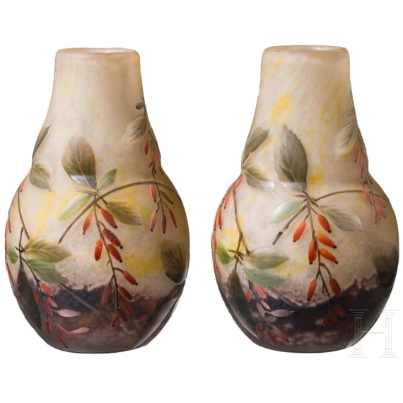 Paar Jugendstil-V&auml;schen, Nancy, Daum Fr&egrave;res, um 1900 - 1905