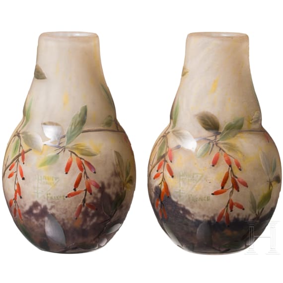Paar Jugendstil-V&auml;schen, Nancy, Daum Fr&egrave;res, um 1900 - 1905