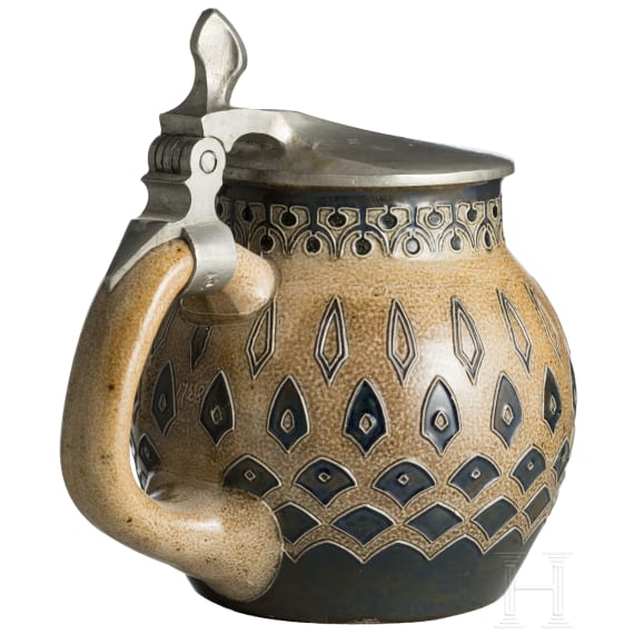 Westerw&auml;lder Jugendstil-Bierkrug, Richard Riemerschmid, 1902 (Entwurf), Grenzhausen, Reinhold Merkelbach (Ausf&uuml;hrung)