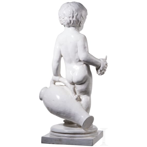 Seltene, gro&szlig;e Nymphenburg-Figur &bdquo;Knabe mit Krug und Traube", Josef Wackerle, um 1910 (Entwurf)