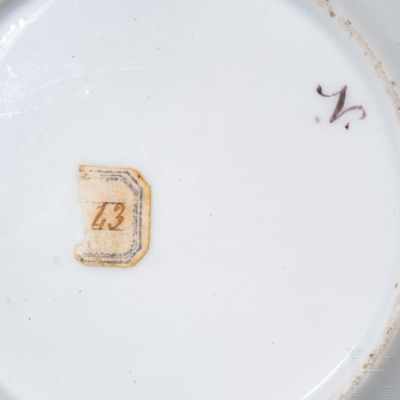 Zwei Porzellantassen mit Untertassen, Meissen, um 1790 /Niderviller, Graf von Custine, 1770-93