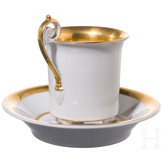 Studentica Tasse &bdquo;Corps Franconia Jena" mit Untertasse, datiert 1859
